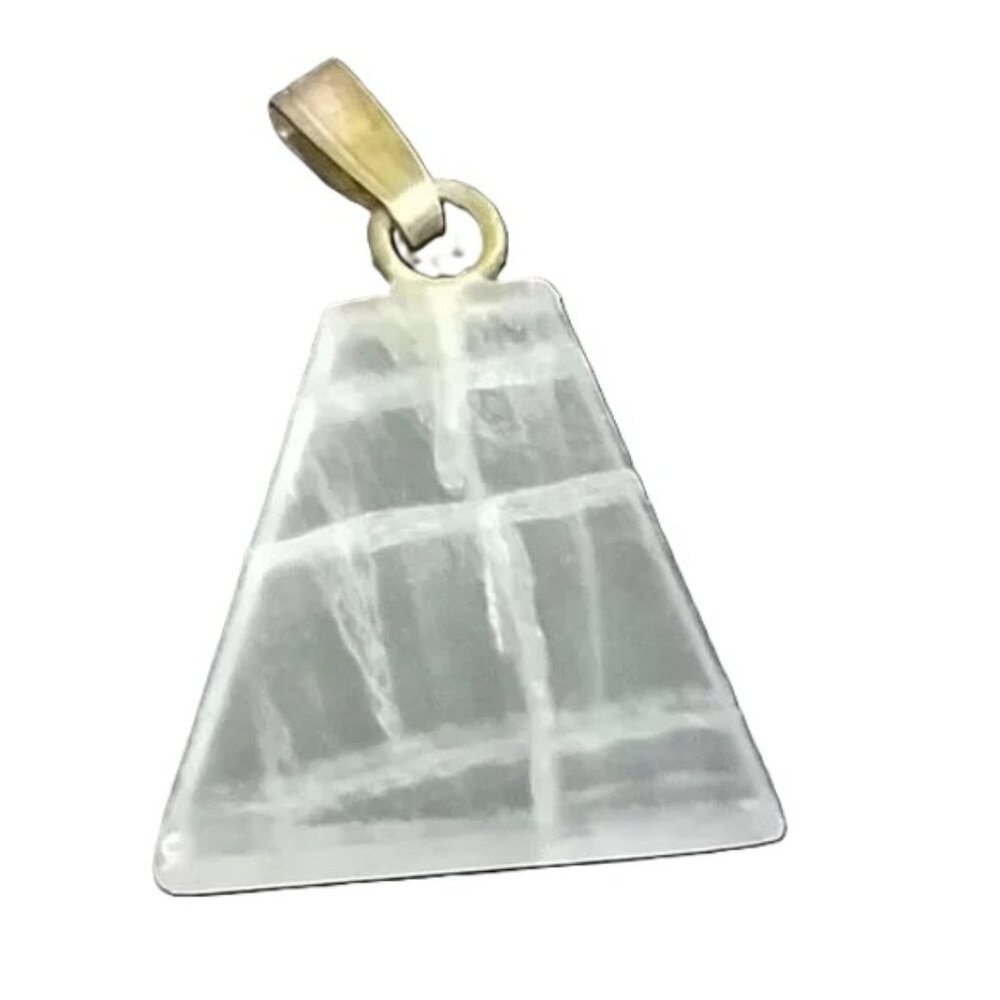 RUTILATED FLUORITE triangle Pendant charm clear 11 x 24 mm artisan last one!